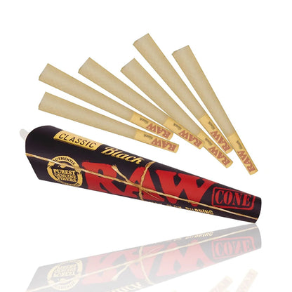 RAW Black Pre-Rolled Cones 1 1/4